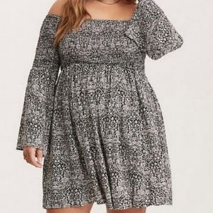 Torrid smocked bell sleeve dress plus size